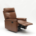 Fotel relaksacyjny z materiału skóropodobnego z wysuwanym podnózkiem Aurora Rabaty