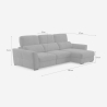 Sofa rozkładana 3-osobowa z wysuwanym siedziskiem i prawym schowkiem Nuro 
