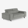 Nowoczesna sofa 2-osobowa z tkaniny chenille z regulowanym zagłówkiem Vella Sprzedaż