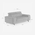 Nowoczesna sofa 2-osobowa z tkaniny chenille z regulowanym zagłówkiem Vella 