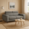 Nowoczesna sofa 2-osobowa z tkaniny chenille z regulowanym zagłówkiem Vella Promocja