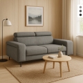 Nowoczesna sofa 2-osobowa z tkaniny chenille z regulowanym zagłówkiem Vella Promocja