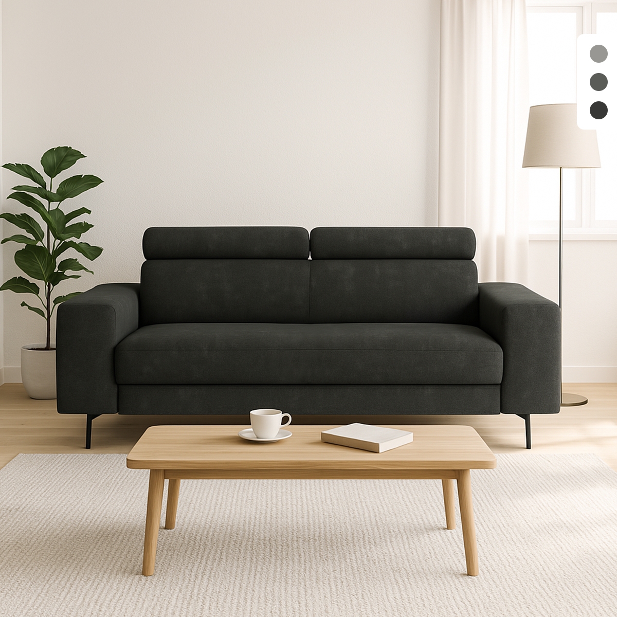 Nowoczesna sofa 3-osobowa z regulowanym zagłówkiem Rouna Promocja Nowoczesna sofa 3-osobowa z regulowanym zagłówkiem Rouna Promocja