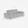 Nowoczesna sofa 3-osobowa z regulowanym zagłówkiem Rouna 