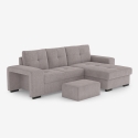 Sofa 3-osobowa z funkcją spania, prawy szezlong z pojemnikiem i puf Kava Cena