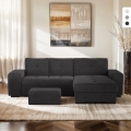 Nowoczesna sofa narożna 3-osobowa z szezlongiem po prawej i pufem Vilo Promocja