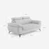 Nowoczesna sofa 2-osobowa z tkaniny z regulowanym zagłówkiem Savi 
