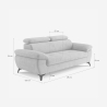 Nowoczesna sofa 3-osobowa z regulowanym zagłówkiem Kira 