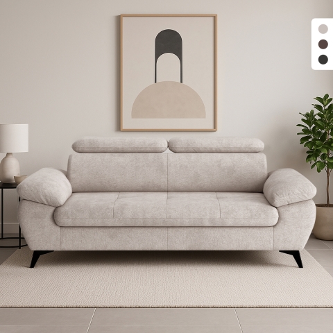 Nowoczesna sofa 3-osobowa z regulowanym zagłówkiem Kira Promocja