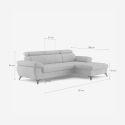 Nowoczesna sofa 3-osobowa z prawym szezlongiem i regulowanym zagłówkiem Torav 