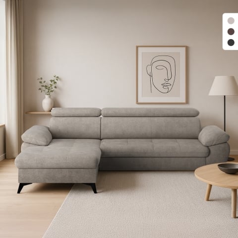 Nowoczesna sofa rozkładana 3-osobowa z lewym schowkiem Miral Promocja
