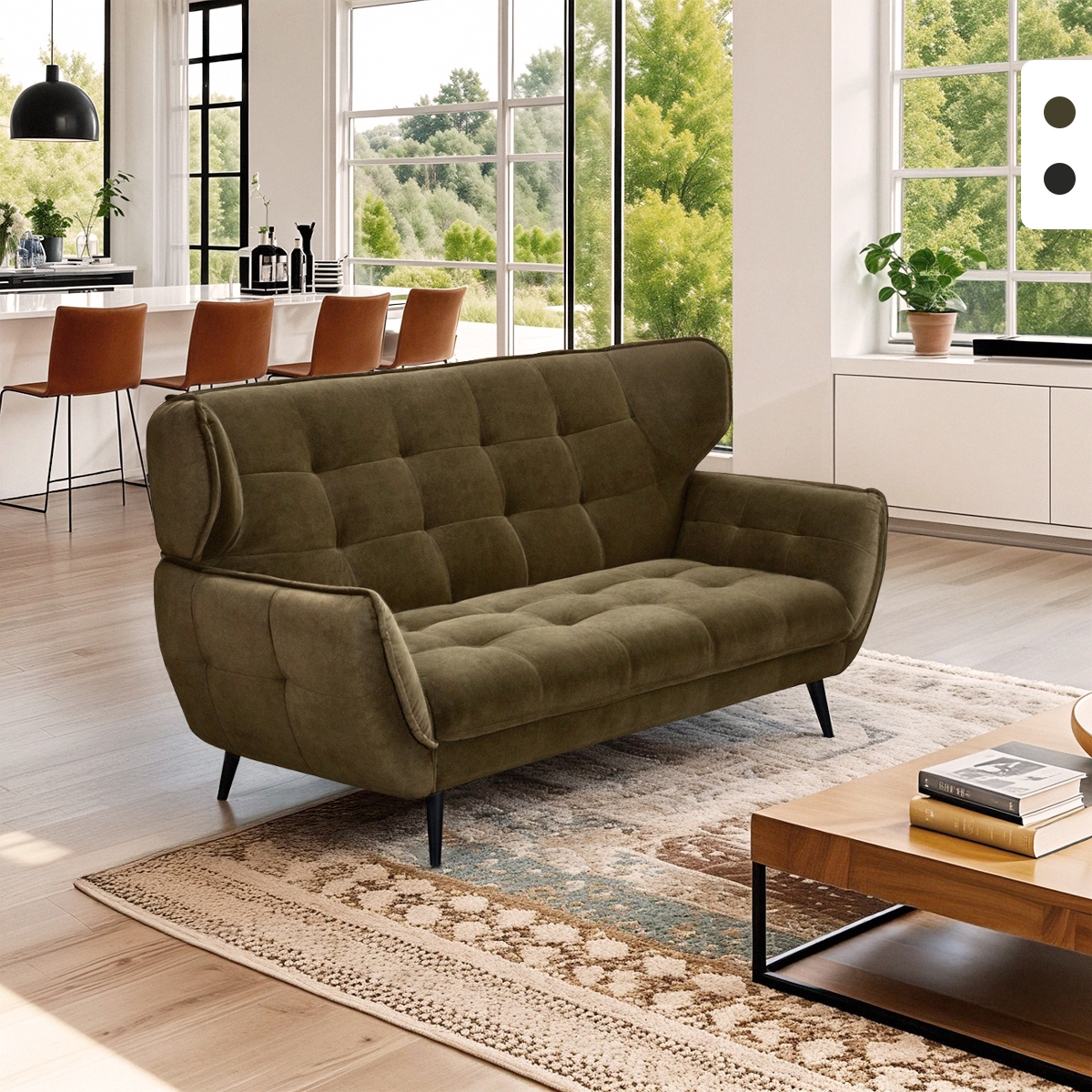 Sofa 2-osobowa designerska z weluru w stylu capitonné Vaaru Promocja Sofa 2-osobowa designerska z weluru w stylu capitonné Vaaru Promocja