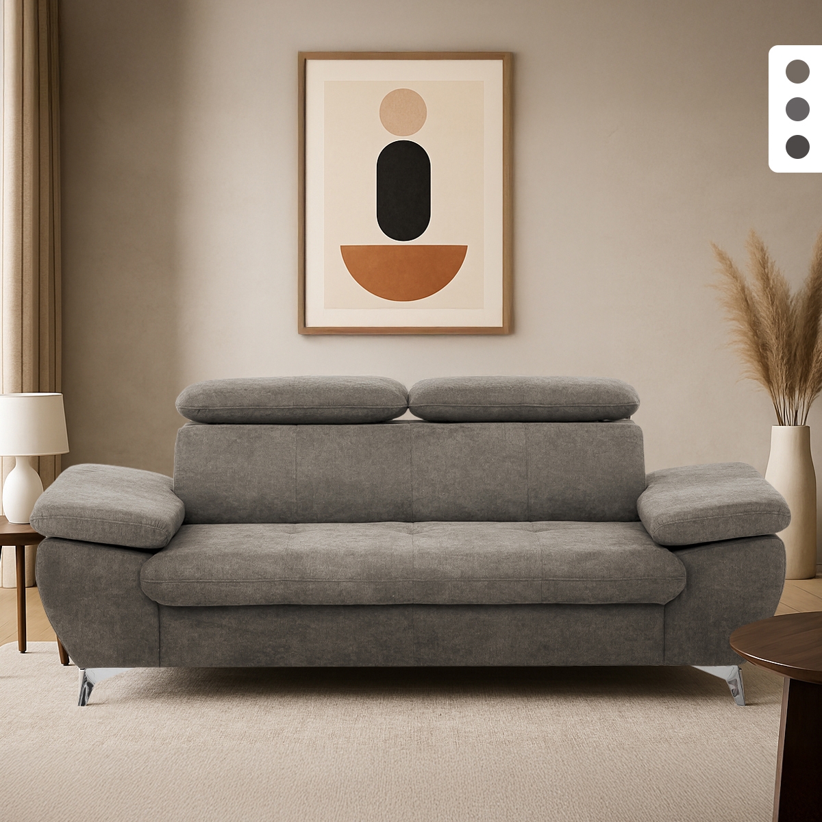 Sofa dwuosobowa z regulowanym oparciem i podłokietnikami w tkaninie Sumi Oferta Sofa dwuosobowa z regulowanym oparciem i podłokietnikami w tkaninie Sumi Oferta