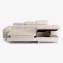 Sofa rozkładana z prawym szezlongiem i pojemnikiem, z regulowanym zagłówkiem Eluna Oferta