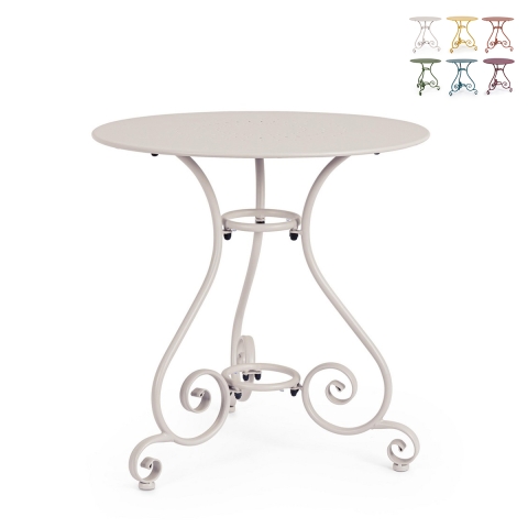 Okrągły stolik ogrodowy 70 cm na 3 nogach w stylu shabby chic Etienne Promocja
