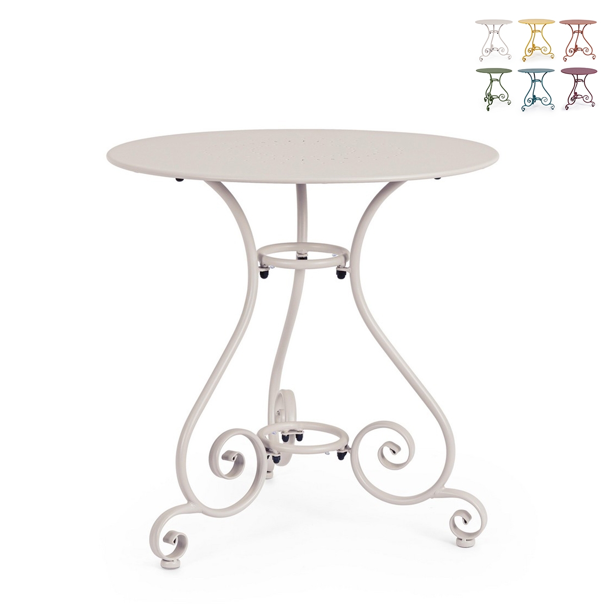 Okrągły stolik ogrodowy 70 cm na 3 nogach w stylu shabby chic Etienne Promocja Okrągły stolik ogrodowy 70 cm na 3 nogach w stylu shabby chic Etienne Promocja