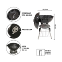 Grill węglowy BBQ okrągły stalowy z pokrywą i kółkami Torka Model