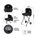 Grill węglowy bbq na kółkach z pokrywą 49x83x47 cm Toska Model