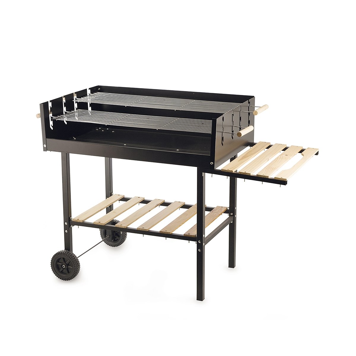 Grill węglowy z regulowanymi wysokością rusztami i kołami Braska Promocja Grill węglowy z regulowanymi wysokością rusztami i kołami Braska Promocja