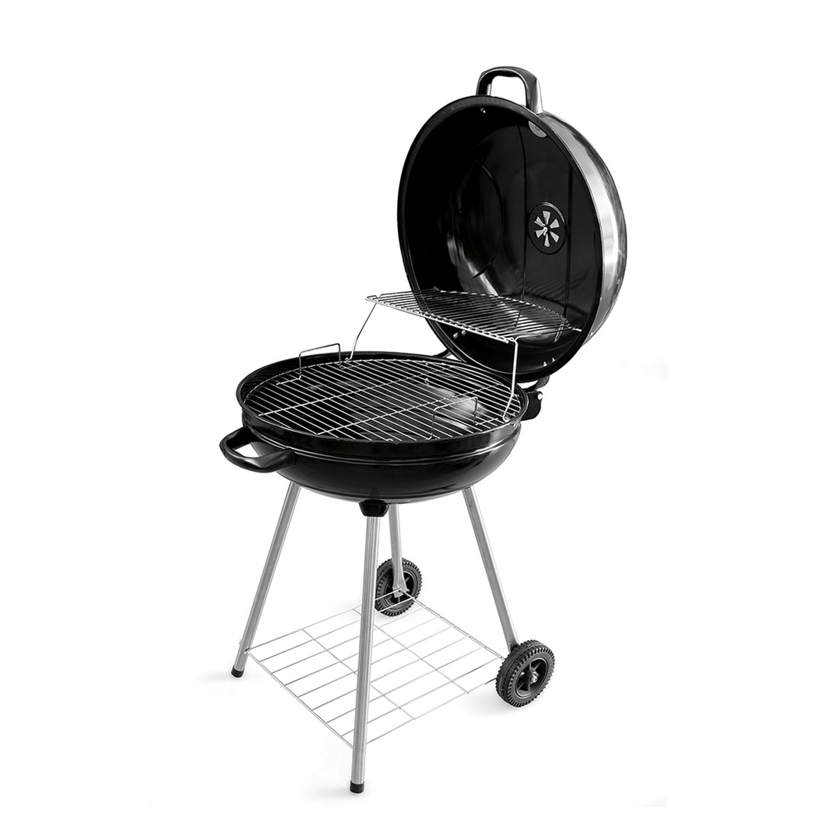 Grill węglowy okrągły Ø57x90cm z pokrywą i kołami Seara Promocja Grill węglowy okrągły Ø57x90cm z pokrywą i kołami Seara Promocja