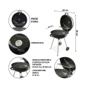 Grill węglowy okrągły Ø57x90cm z pokrywą i kołami Seara Środki