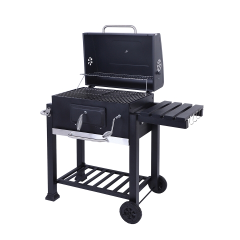 Grill węglowy z pokrywą, regulowanym rusztem i kółkami Grilla Promocja