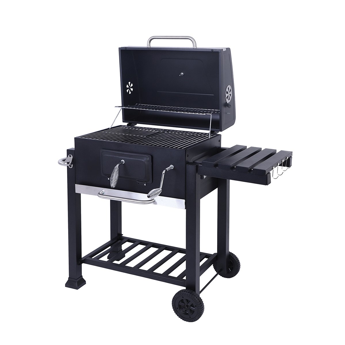 Grill węglowy z pokrywą, regulowanym rusztem i kółkami Grilla Promocja Grill węglowy z pokrywą, regulowanym rusztem i kółkami Grilla Promocja