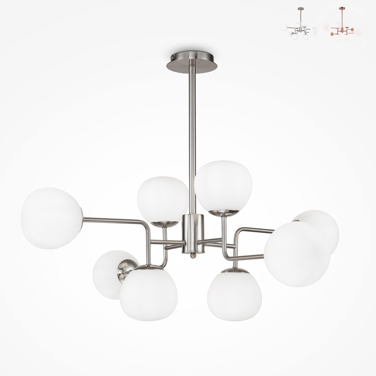 Nowoczesna lampa wisząca z 8 białymi szklanymi kulami Erich Maytoni Sprzedaż Nowoczesna lampa wisząca z 8 białymi szklanymi kulami Erich Maytoni Sprzedaż