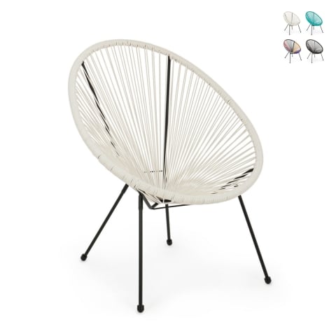 Fotel zewnętrzny z liny o designie spaghetti Bizzotto Parker Promocja