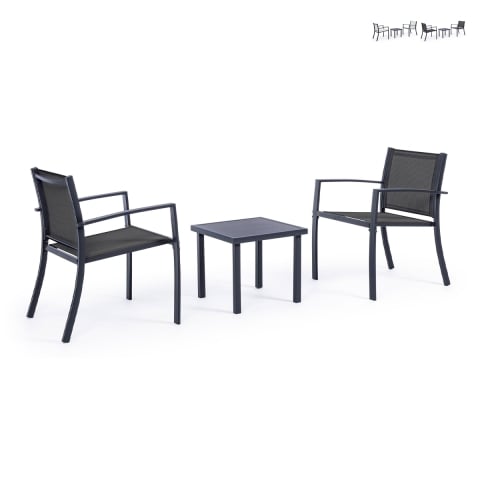 Zestaw ogrodowy 2 nowoczesne krzesła z stolikiem 45x45cm Bizzotto Auri Promocja