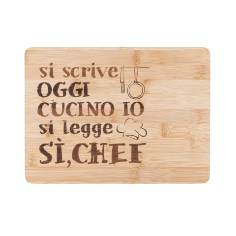 Deska do krojenia drewno 27x20 cm Si scrive oggi cucino io, si legge Sì Chef Promocja