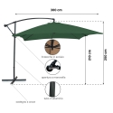 Parasol ogrodowy 3x3m z bocznym ramieniem Kios Koszt