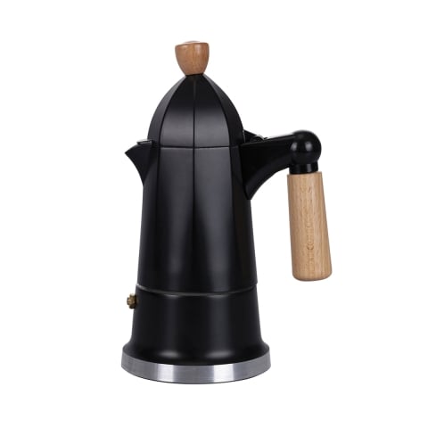 Kawiarka moka 4 filiżanki aluminiowa czarna uchwyt drewniany Industry Promocja
