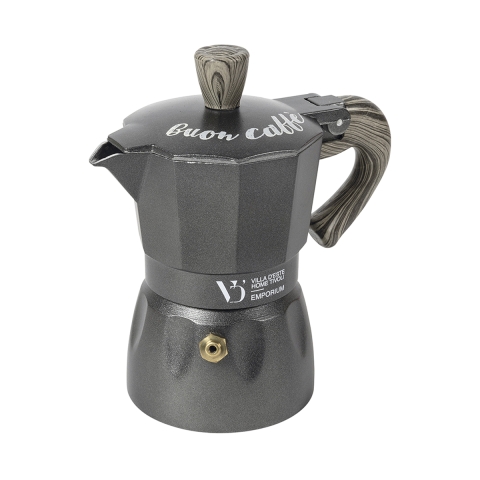 Kawiarka na 2 filiżanki z aluminium z uchwytem w efekcie drewna Buon Caffè Promocja