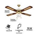 Wentylator sufitowy 4-łopatkowy z oświetleniem i funkcją rewersu 70W Windy Oferta