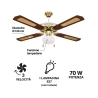 Wentylator sufitowy 4-łopatkowy z oświetleniem i funkcją rewersu 70W Windy Oferta