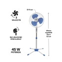 Wentylator stojący z bazą krzyżową, 3 prędkości, 45 W, 133 cm ArticFresh Cena