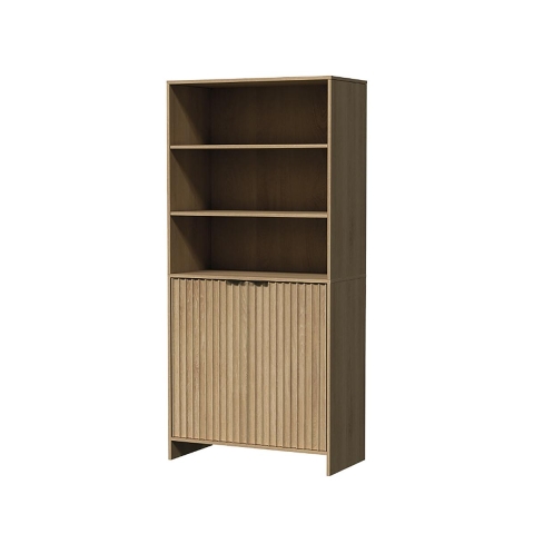Regał drewniany na ścianę 3 półki 2 drzwi 80x34x172cm Aneka Promocja