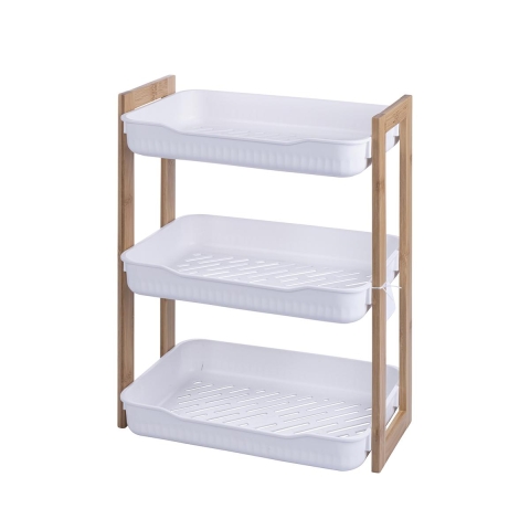 Regał mobilny 3 półki z drewna i plastiku 35x20,5x45cm Senia Promocja