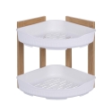 Półka narożna do prysznica Aliva, drewno i plastik, 2 półki, 23x23x27 cm Promocja