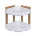 Półka narożna do prysznica Aliva, drewno i plastik, 2 półki, 23x23x27 cm Promocja