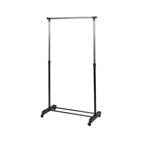 Wieszak metalowy na kółkach z półką na buty, 2 drążki 88x42,5 cm Zulea Promocja