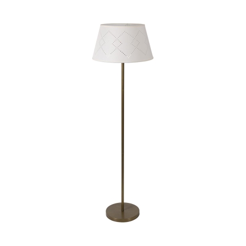 Lampa stojąca z metalu satynowanego z białym kloszem Kirosh Promocja
