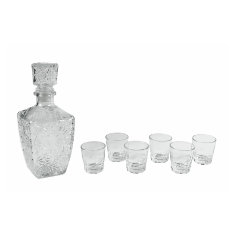 Zestaw szklana karafka na likier + 6 kieliszków Diamante Promocja