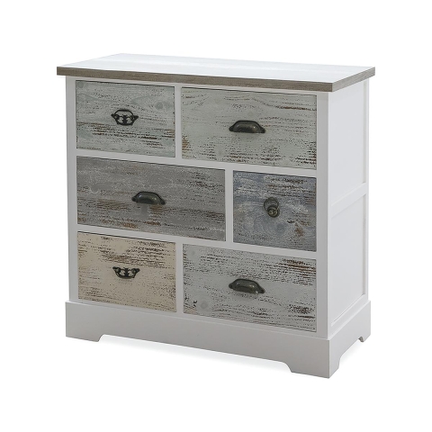 Drewniana komoda shabby chic z 6 szufladami 77x35x77 cm Decapé Promocja