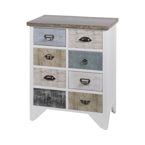 Komoda mobilna shabby chic z drewna 8 szuflad 65x37x81 cm Sardinia Promocja