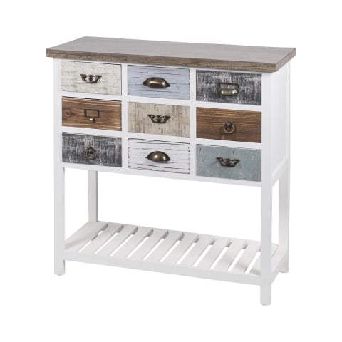 Konsola drewniana shabby chic 9 szuflad 80x32,5x82cm Sardinia Promocja
