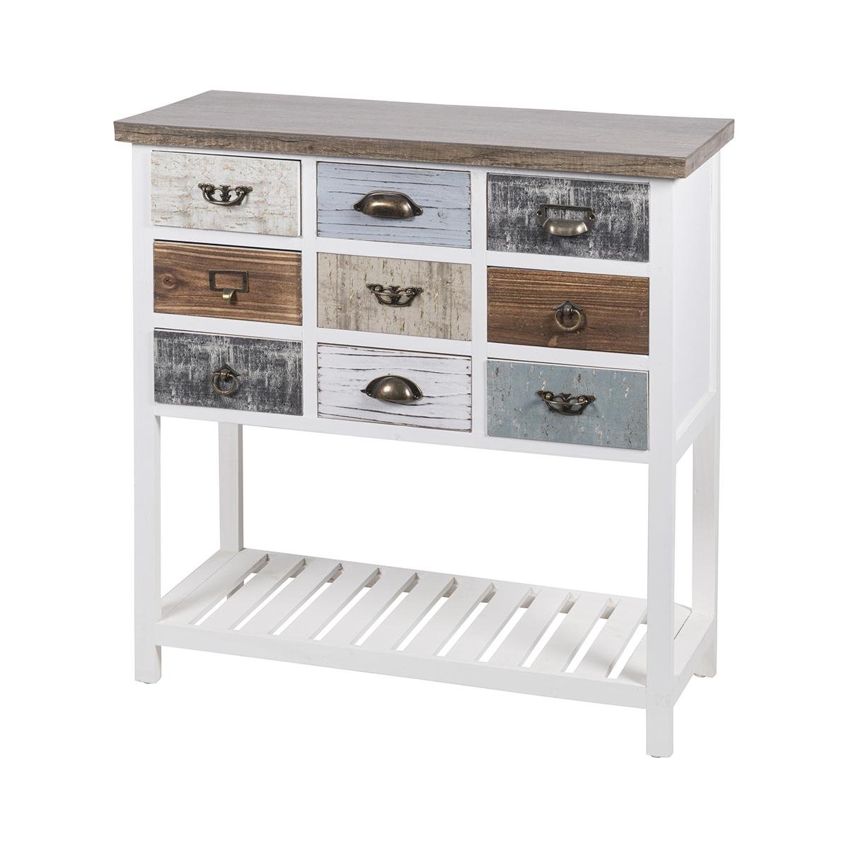 Konsola drewniana shabby chic 9 szuflad 80x32,5x82cm Sardinia Promocja Konsola drewniana shabby chic 9 szuflad 80x32,5x82cm Sardinia Promocja