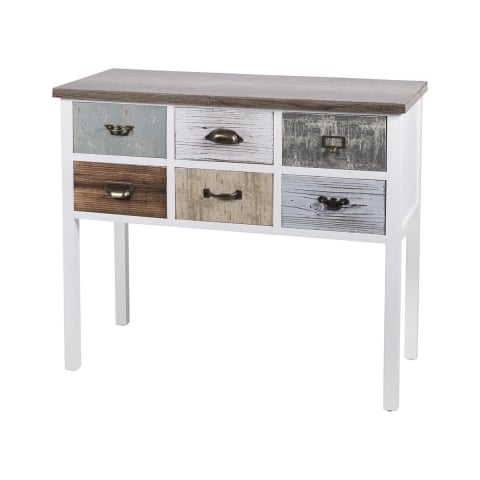 Konsola drewniana do przedpokoju 6 szuflad shabby chic Sardinia Promocja