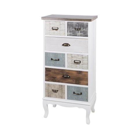 Wysoka komoda drewniana 8 szuflad 58x35x123 cm shabby chic Sardinia Promocja